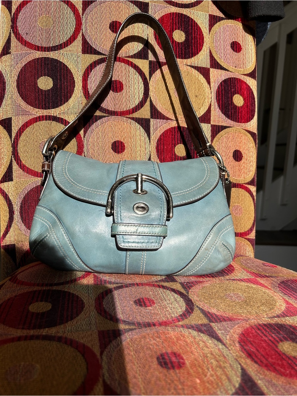 Coach mini soho in blue and brown rare
